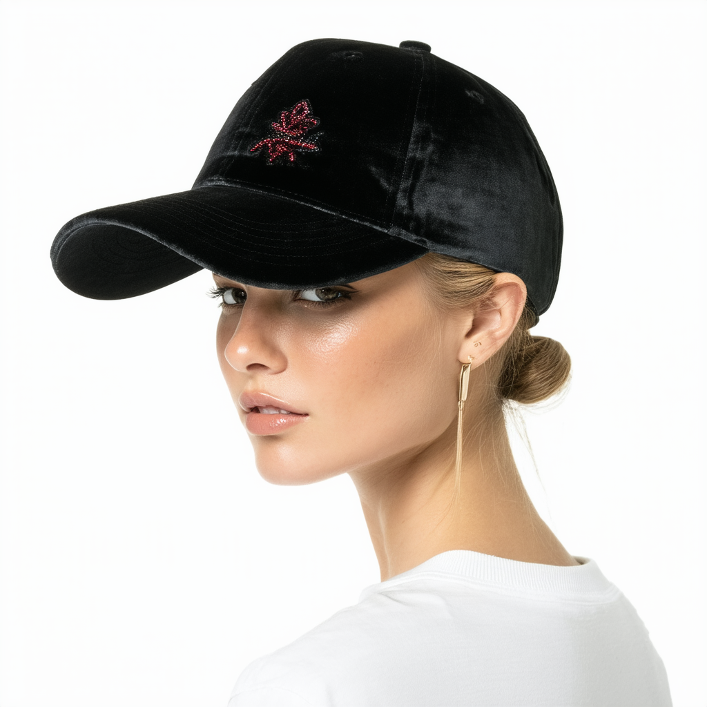 Steve Madden Women's Velvet Embroidered Baseball Cap