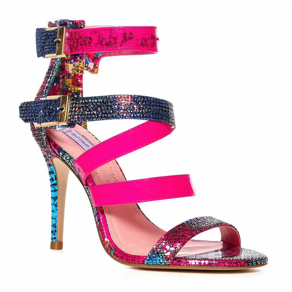 Blue by Betsey Johnson Women's SB-Adley Heeled Sandal, Pink/Multi, 6 M US