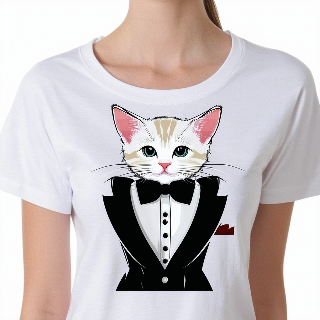 CafePress Tuxedo Kitty Cat Women's Dark T Cotton T-Shirt