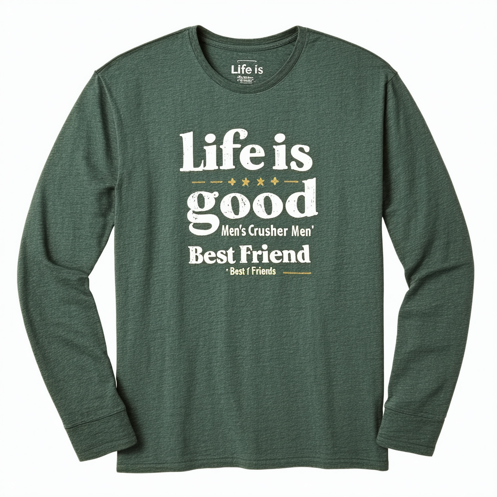 Life is Good Men's Crusher Long Sleeve Men's Best Friend Htfrgr T-Shirt,