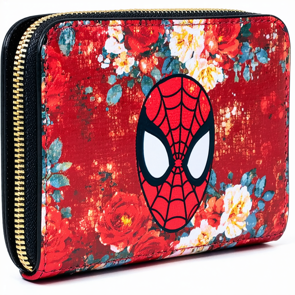 Loungefly Marvel Spiderman Floral Zip Around Wallet