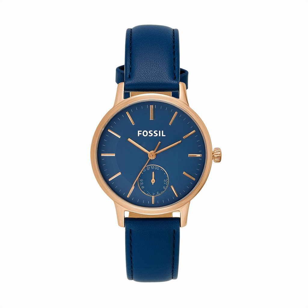 Fossil Georgia Three Hand Leather Watch - Blue Es3297