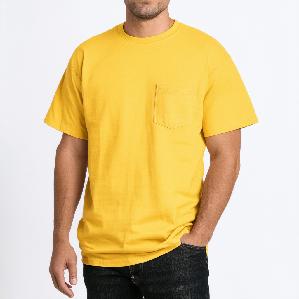 Hanes Men's Beefy-T T-Shirt with Pocket, Yellow, X-Large