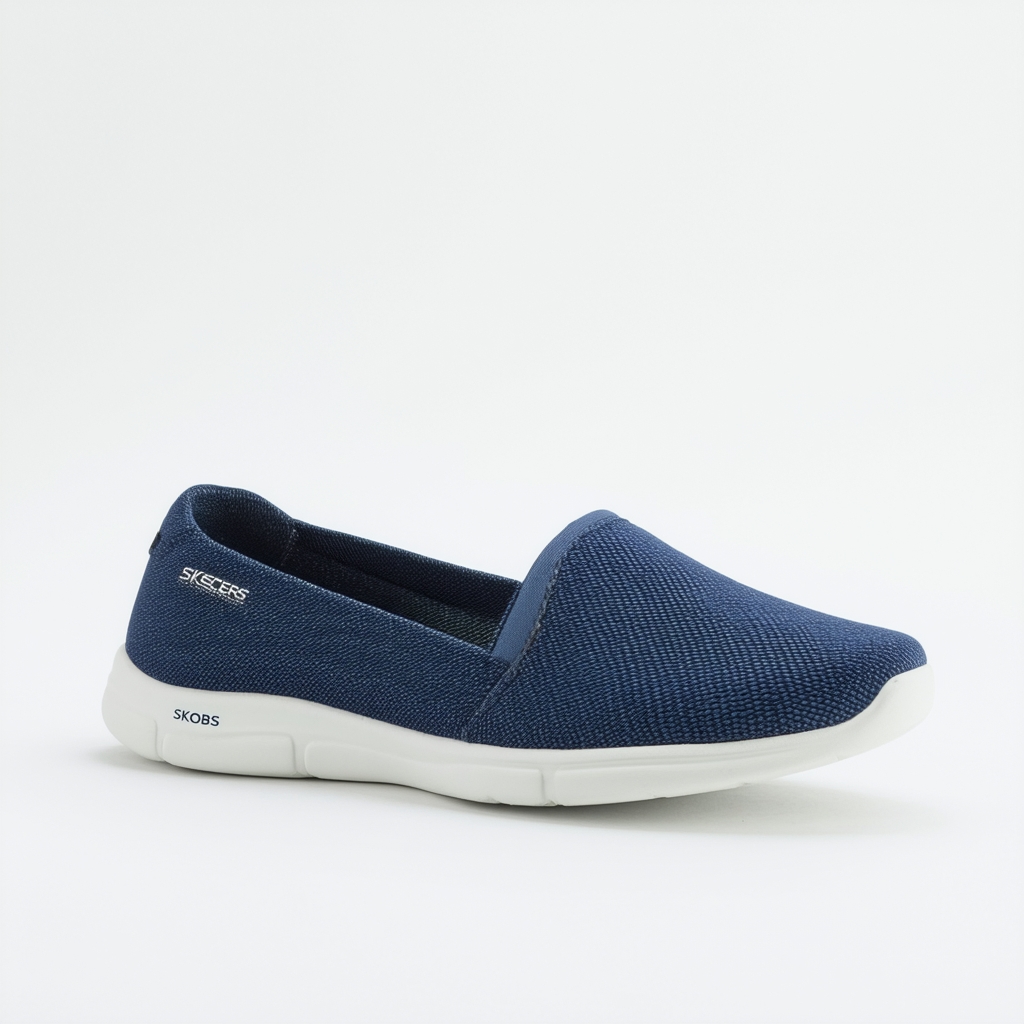 Skechers BOBS Women's Bobs-b-Loved Flat, Navy, 7.5 M US