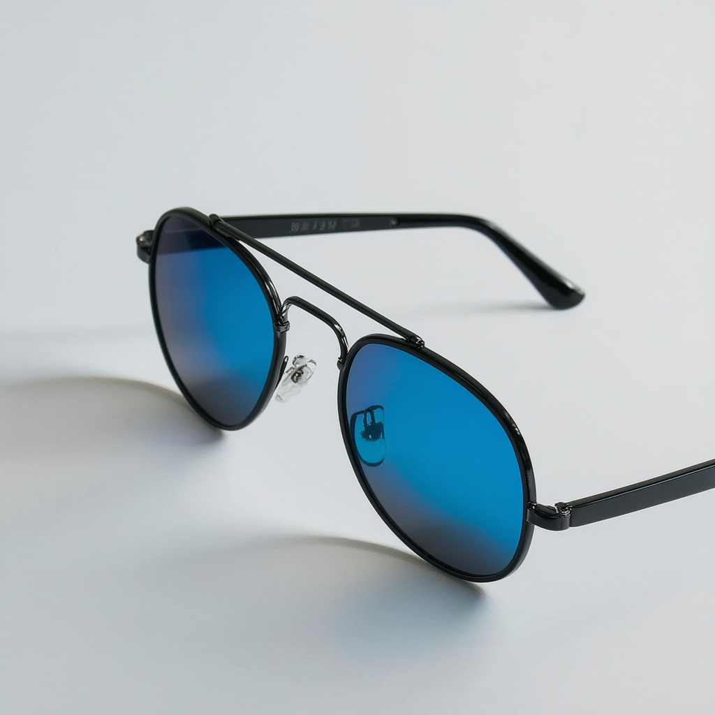 Driving Lens Blue Block Classic Metal Aviator Sunglasses (Black)