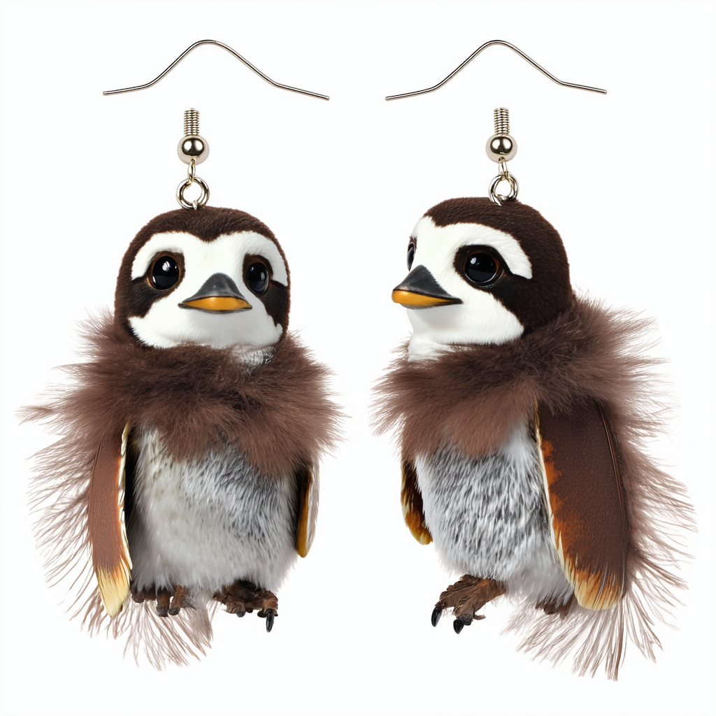 Star Wars The Last Jedi Rebel Porg Feather Dangle Earrings