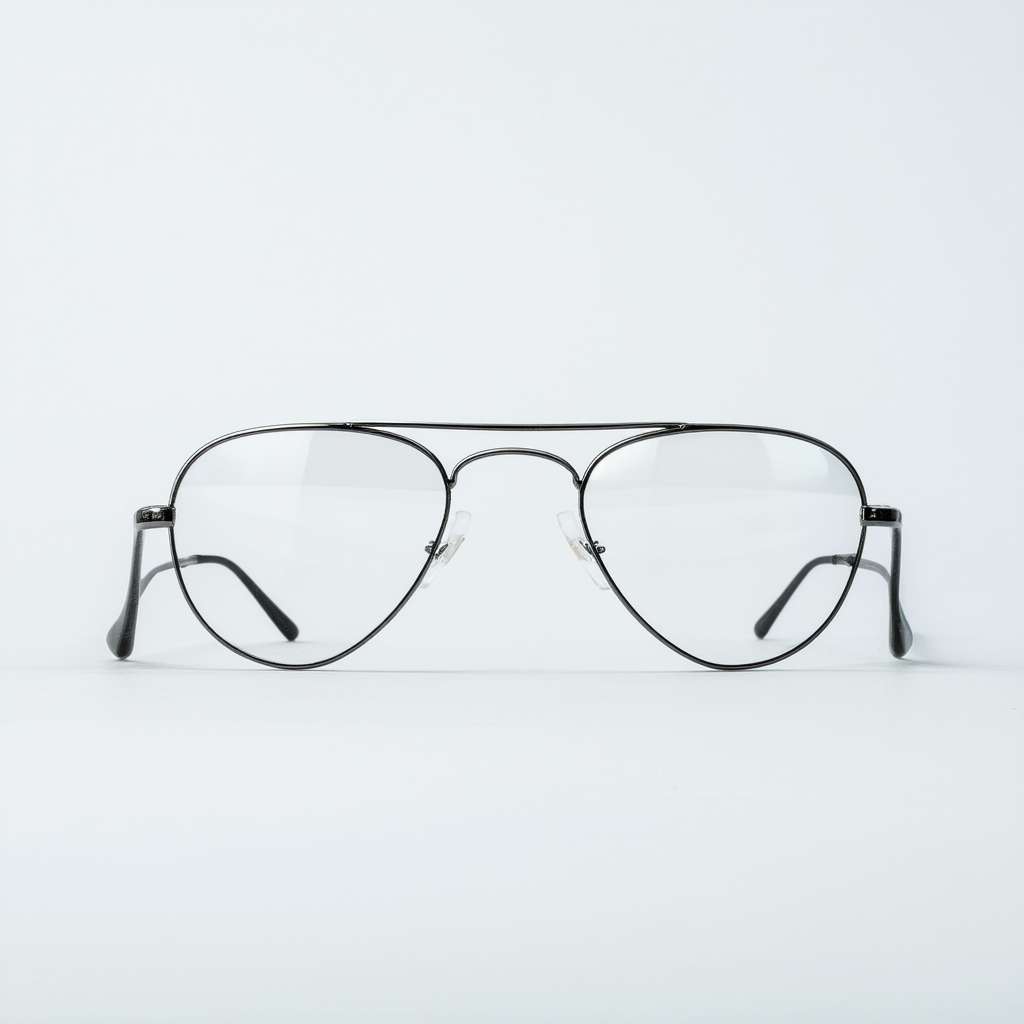 Classic Slim Metal Aviator Glasses Crossbar Clear Lens
