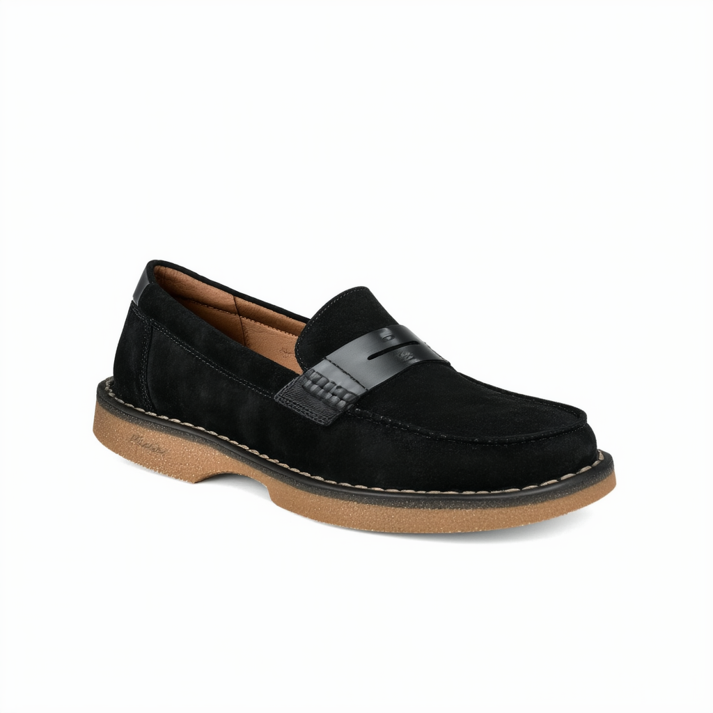 Clarks Women's Sharon Ranch Penny Loafer, Black Nubuck/Leather Combi, 060 M US