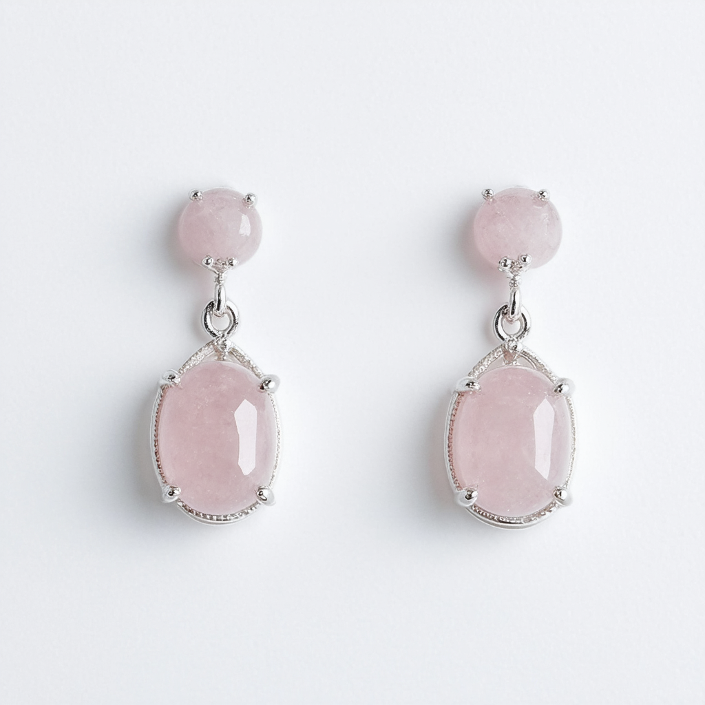 Amazon Collection Sterling Silver Rose Quartz Earrings