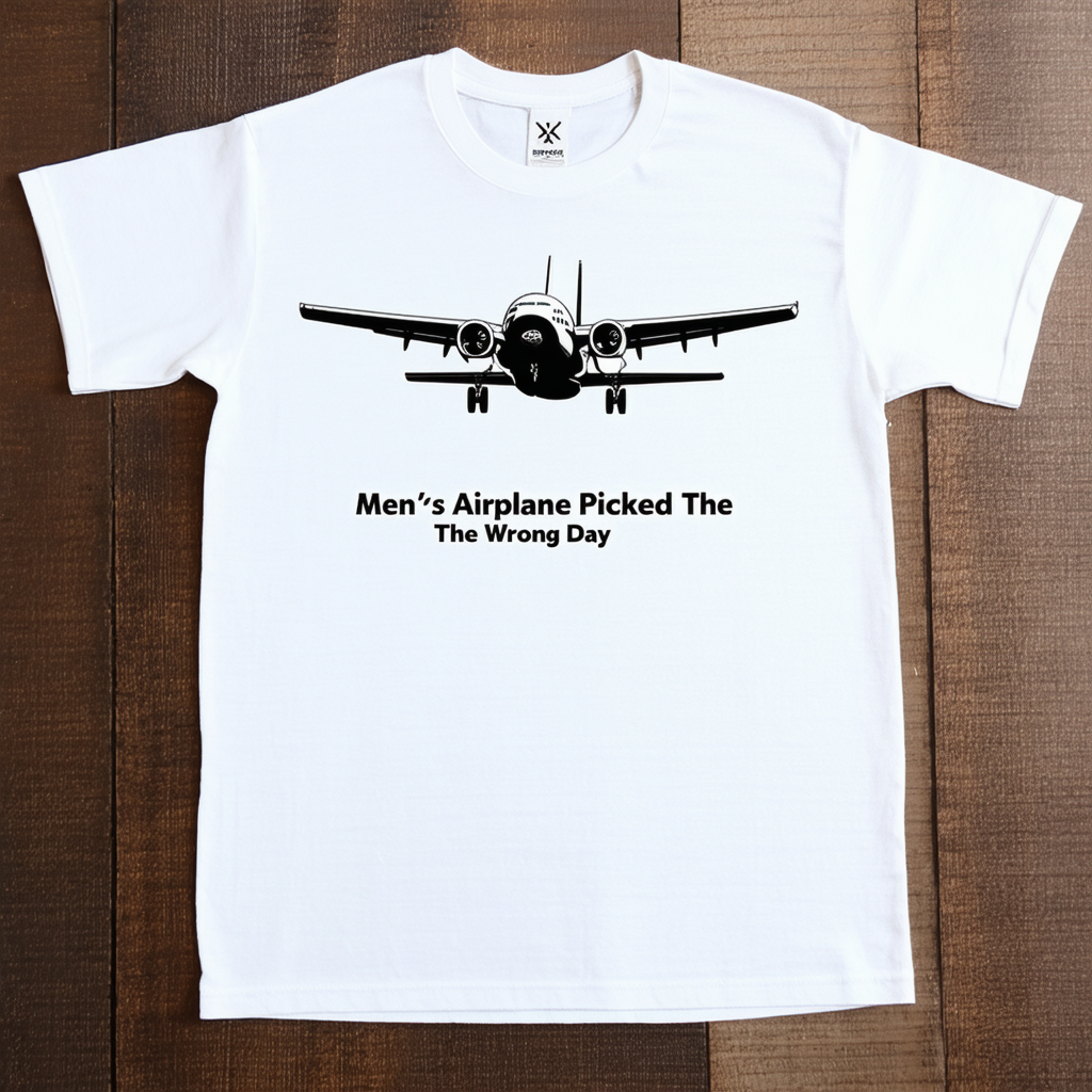 Trevco Men's Airplane Picked The Wrong Day Adult T-Shirt
