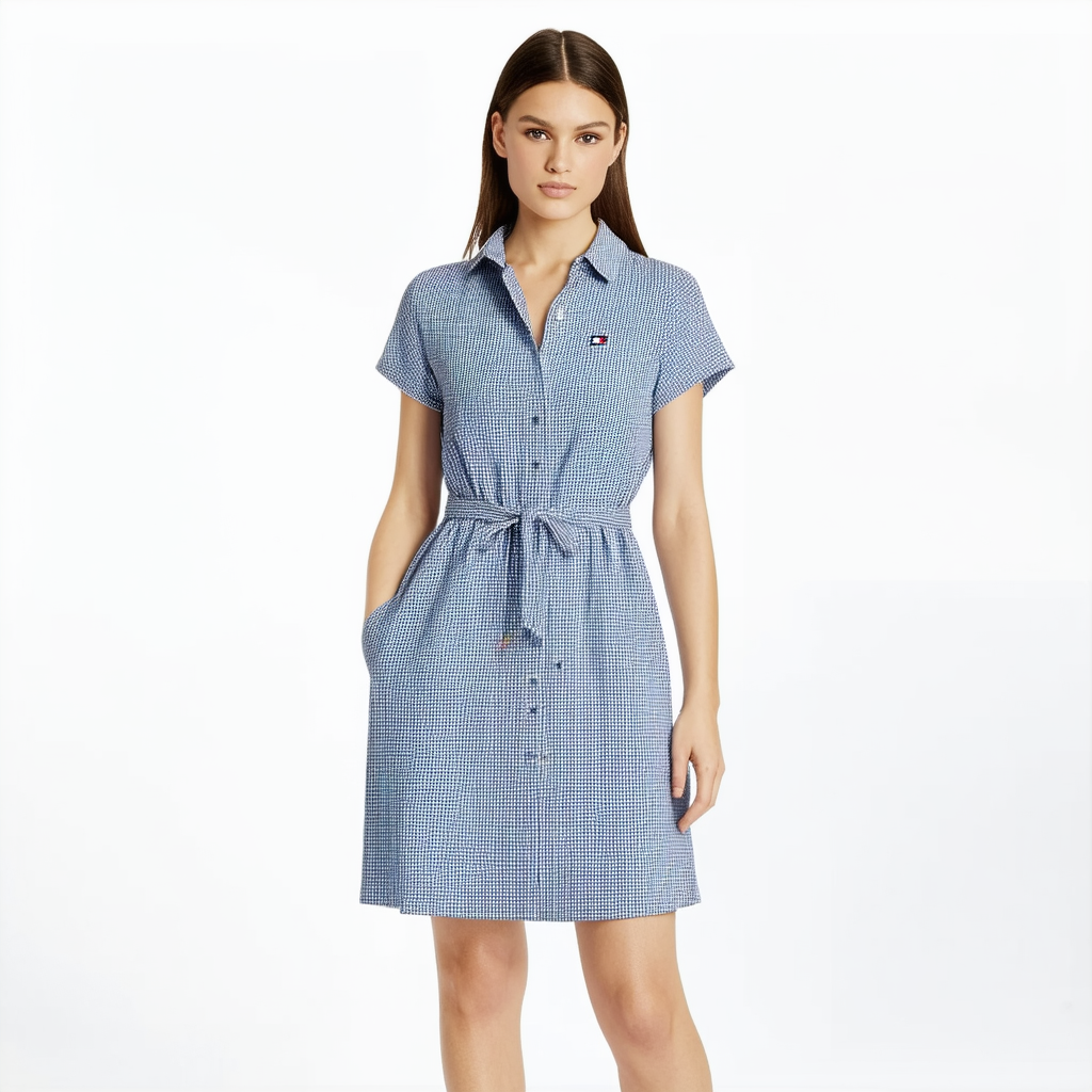 Tommy Hilfiger Women’s Shirt Dress – Chambray Tie Waist Dress