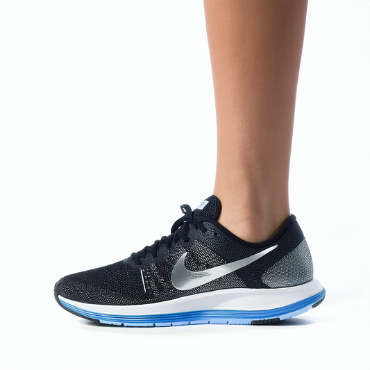 Nike Lunarstelos Black/Metallic Silver/Blue Moon/Aluminum Womens Running Shoes - Size 8 B(M) US