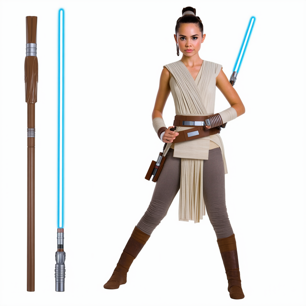 Rubie's Women's Star Wars Vii: the Force Awakens Deluxe Rey Costume and Staff Bundle