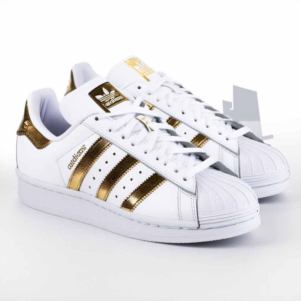 adidas Womens Superstar Sneakers Shoes Casual - Gold,White - Size 7 M
