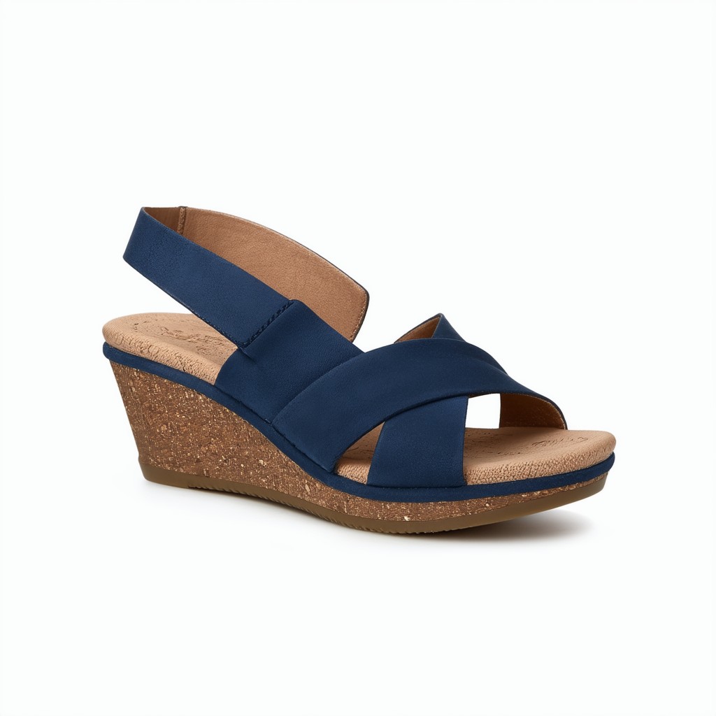 Clarks Women's Annadel Orchid Wedge Sandal, Navy, 7 M US