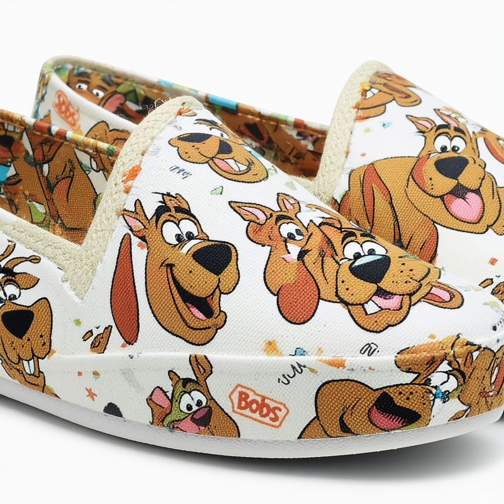 Skechers Women's Bobs Plush-Scooby Doo Status Print Slip on Ballet Flat