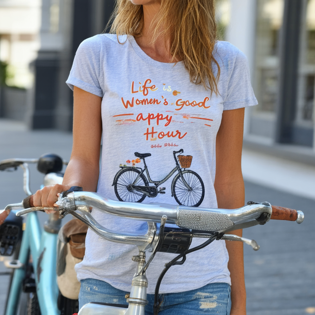 Life is Good Women's Cool Happy Hour Bike Vee Tee