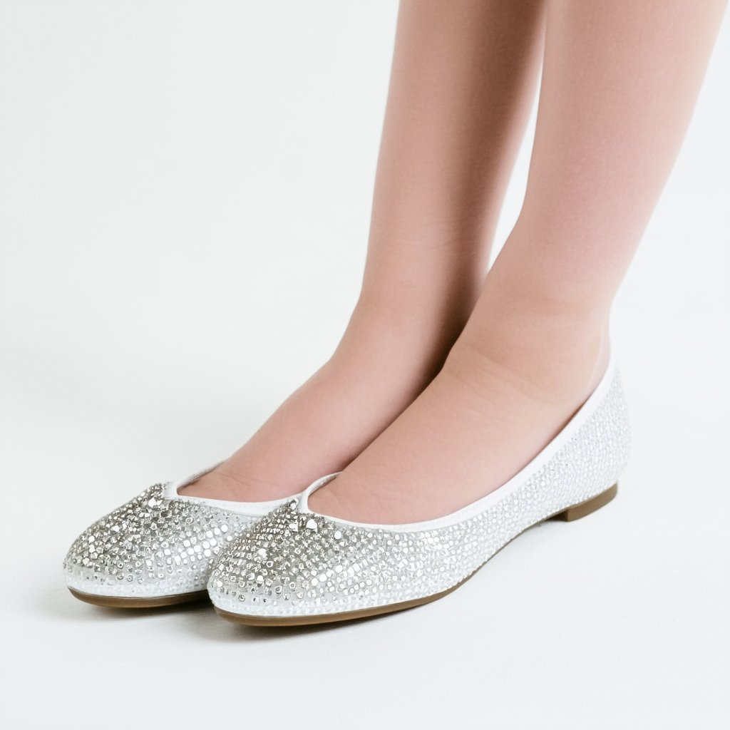 Kenneth Cole Reaction Tap Sparkle Jeweled Ballet Flat (Little Kid/Big Kid), White, 5 M US Big Kid