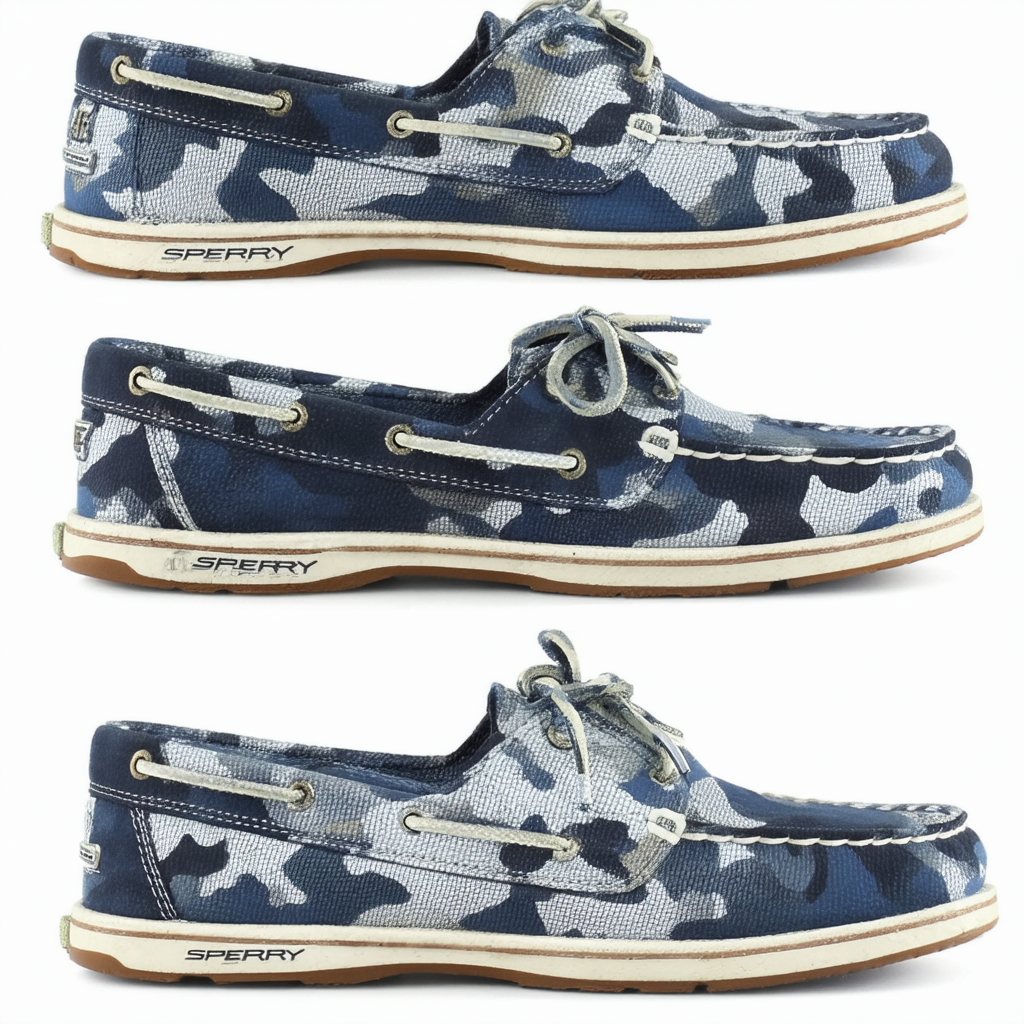Sperry Top-Sider Women's Bahama 2-Eye Blue Metallic Camo Suede Boat Shoe 7.5 M (B)