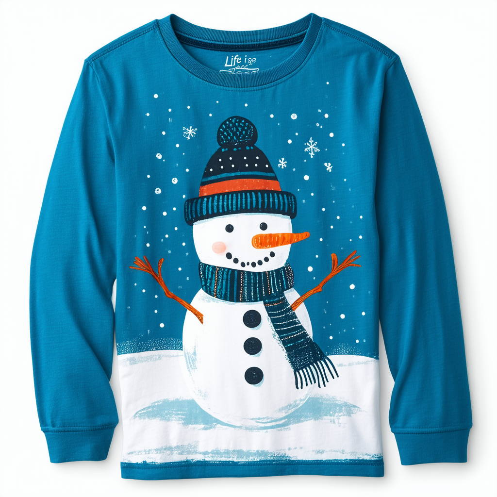 Life is Good B Long Sleeve Boys Tee Jamming' Snowman Htcrrd T-Shirt,