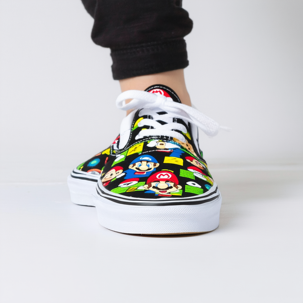 Vans x Nintendo Big Kids Classic Slip-On - Super Mario Bros (Black/Multi)
