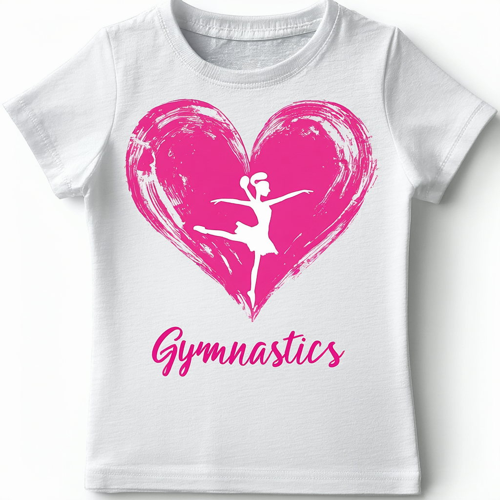 Threadrock Big Girls' Gymnastics Gymnast Heart Love Fitted T-Shirt