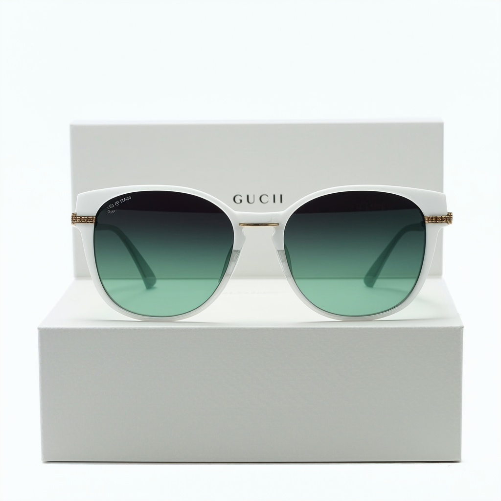 Gucci GG1018/S Sunglasses-0VK6 White (NC Green Gradient Lens)-57mm