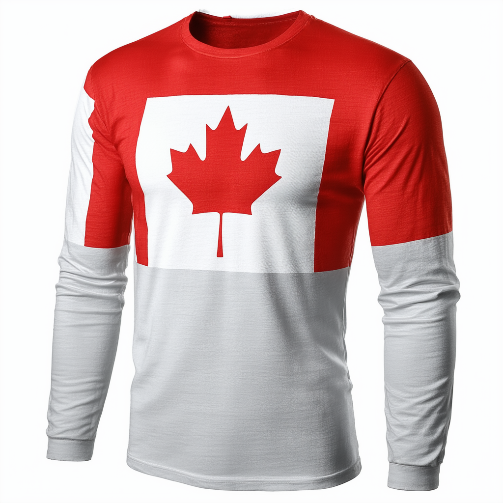 Threadrock Men's Canada Canadian Flag Long Sleeve T-Shirt
