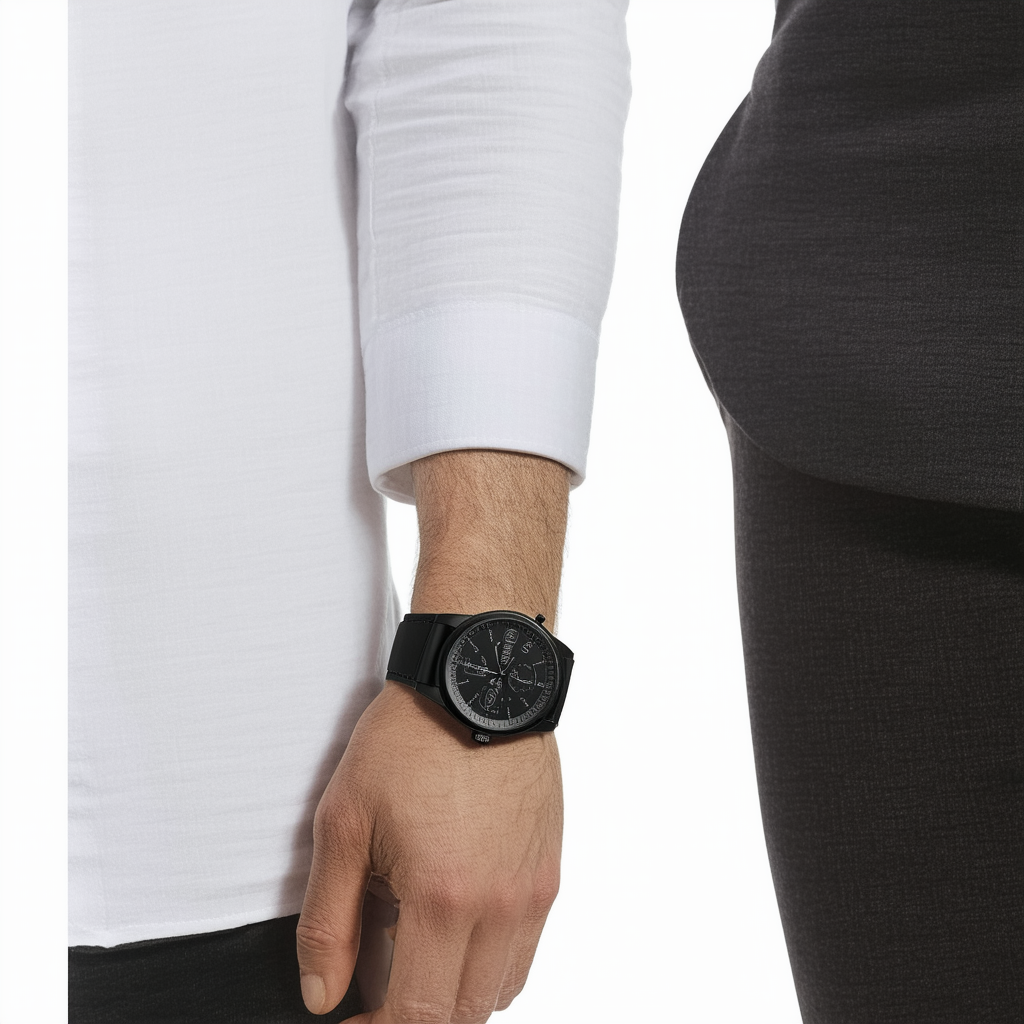Kenneth Cole REACTION Mens Dress Sport Round Black Silicon Strap Watch (Model RK50969007)