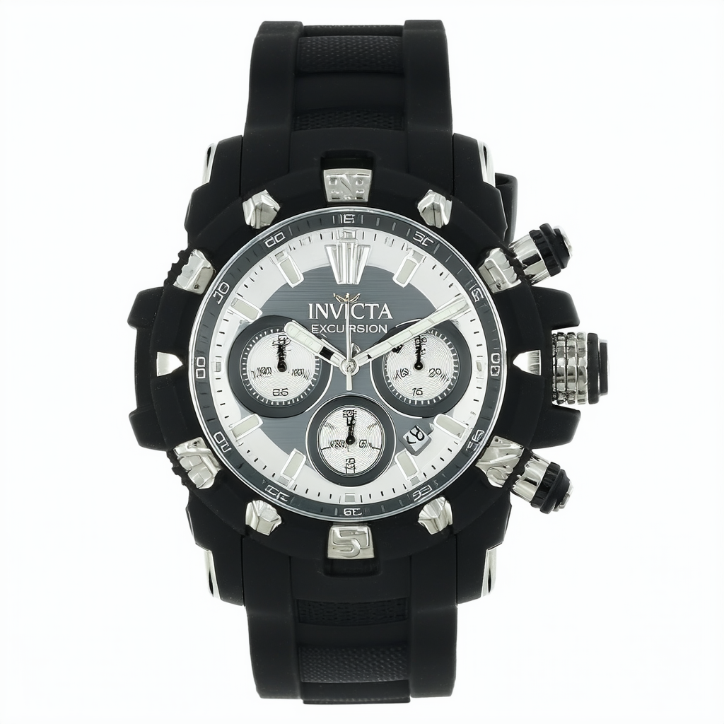 Invicta Excursion Chronograph Silver-tone Dial Grey PVD Polyurethane Mens Watch 11927