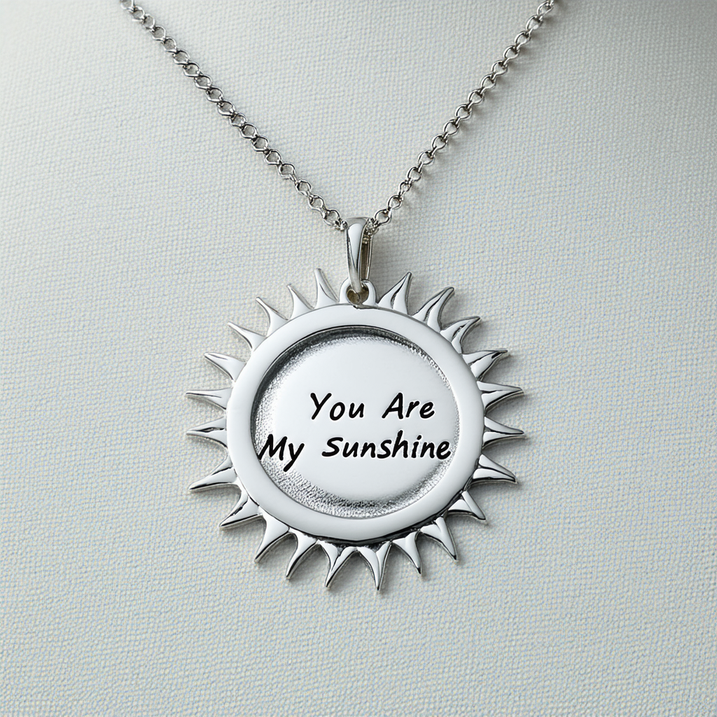 Amazon Collection Sterling Silver "You Are My Sunshine" with Sun Pendant Necklace, 18'"
