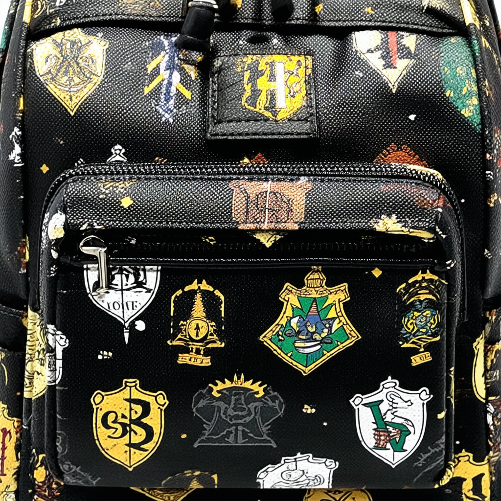 Loungefly x Harry Potter Hogwarts Houses Crests Mini Backpack, Black, One Size