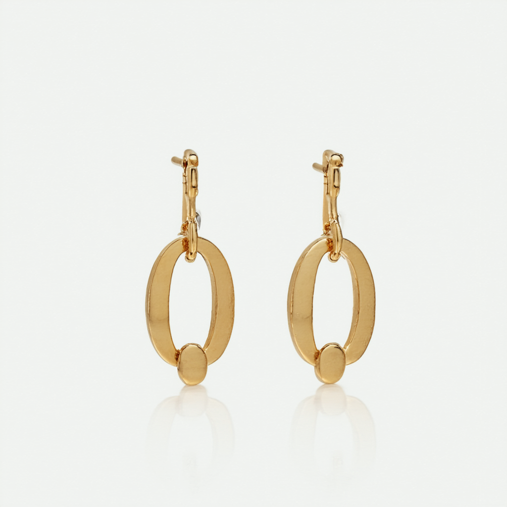 Amazon Collection 14k Yellow Gold Oval and Circles Dangle Earrings