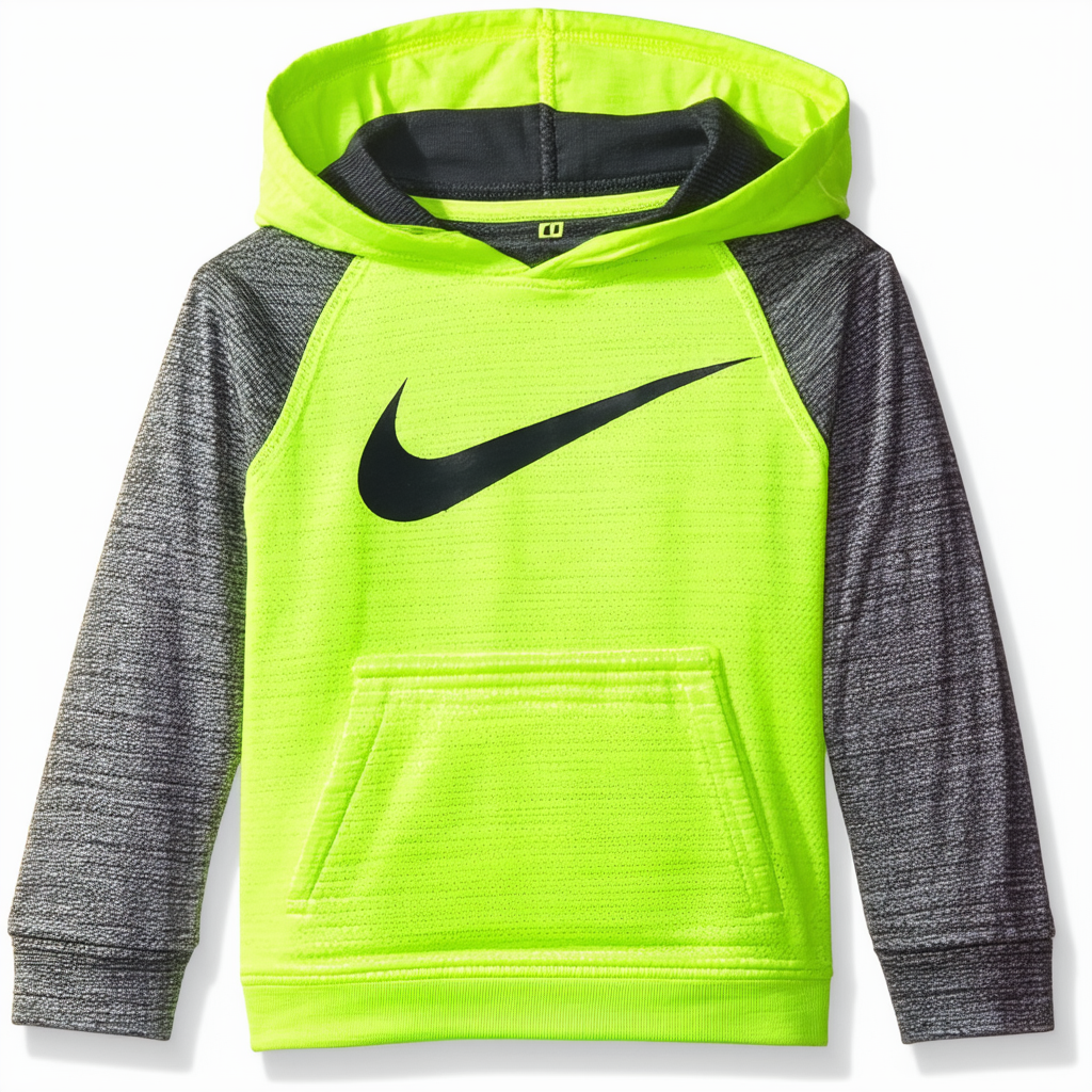 Nike Children's Apparel Boys' Toddler Long Sleeve Hooded T-Shirt, Volt Heather, 2T