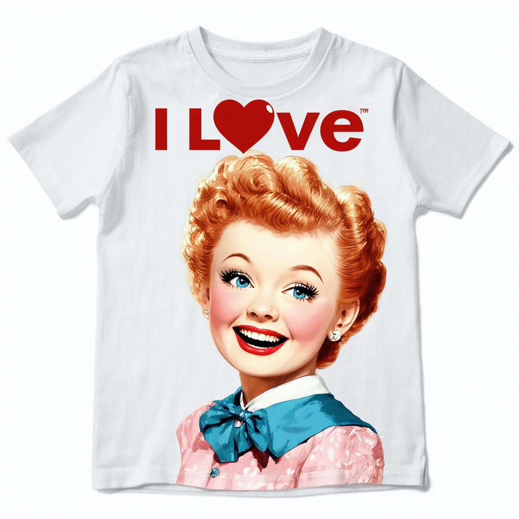 I Love Lucy Cartoon Love Unisex Youth Juvenile T-Shirt for Girls and Boys