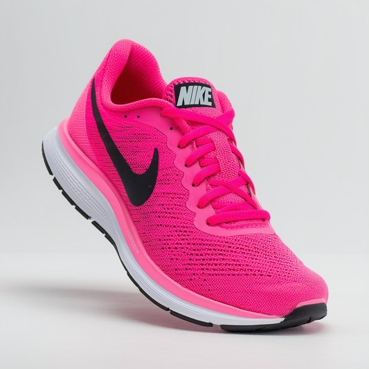 Nike Girl's Dual Fusion Run 3 (GS) Running Shoe Hot Pink/Black/Fireberry/White Size