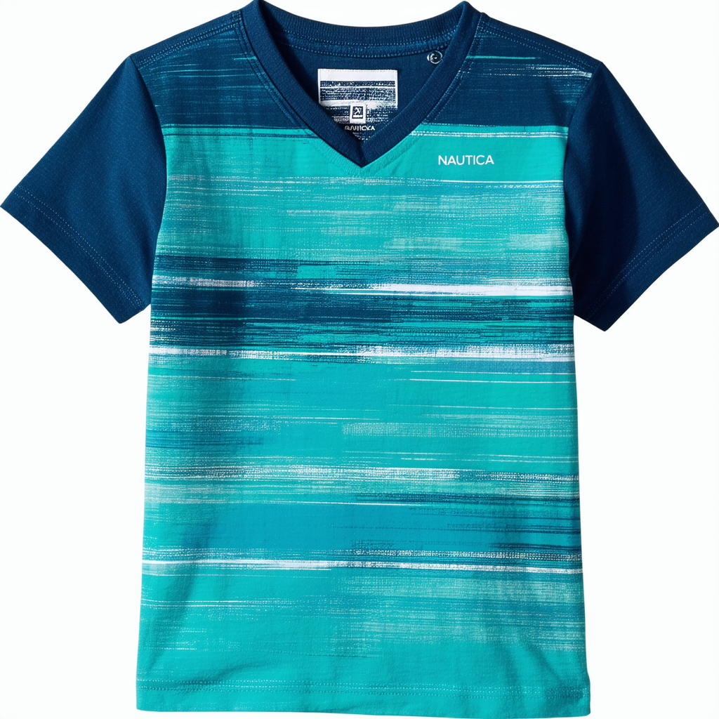 Nautica Boys' Short Sleeve Patterned V-Neck T-Shirt