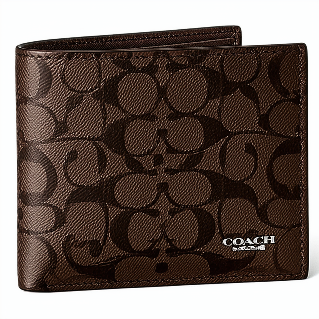 COACH MENS BREAST POCKET WALLET IN SIGNATURE CROSSGRAIN LEATHER MAHOGANY F75365 MAH