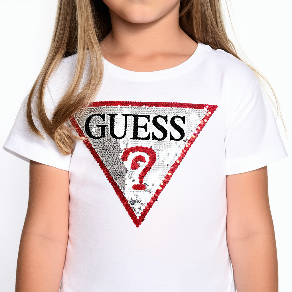 GUESS Girls' Big Short Sleeve Flip Sequin T-Shirt