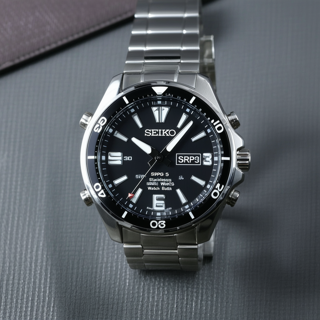 SEIKO SRPG39 5 Sports Men's Watch Black 39.4mm Stainless Steel