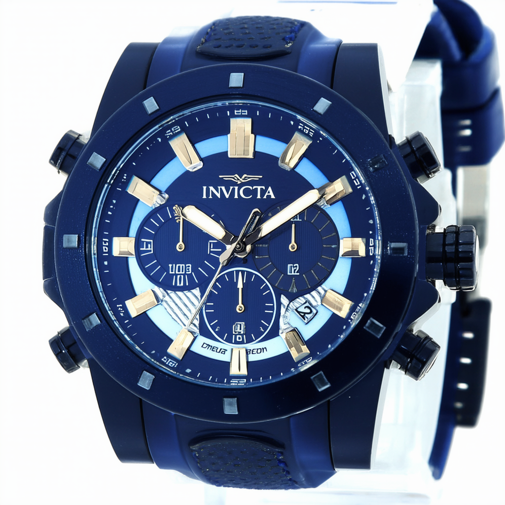 Invicta Men's 1357 Akula Reserve Chronograph Dark Blue Dial Dark Blue Polyurethane Watch