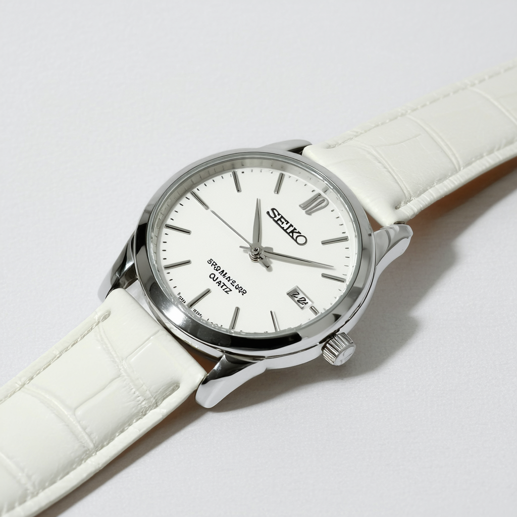 Seiko Women's SRZ422P2 White Leather Quartz Watch