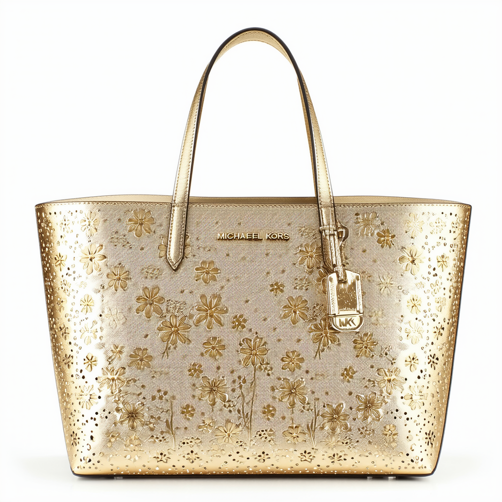 MICHAEL Michael Kors MK Flower Perforated Small Travel Tote (Gold)
