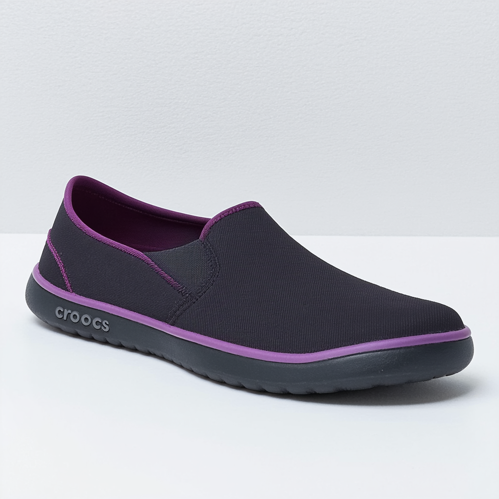 crocs Women's CitiLane Slip-On Fashion Sneaker, Black/Plum, 9 M US