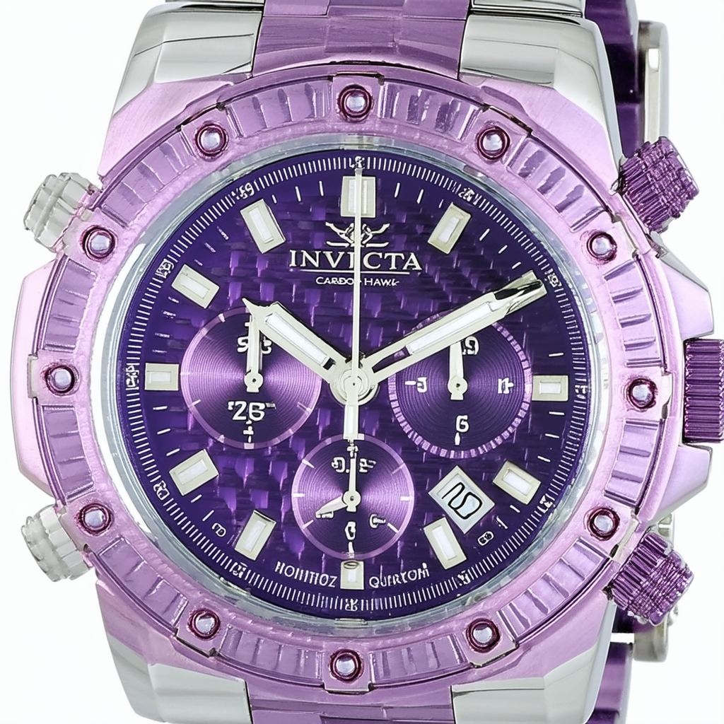 Invicta Carbon Hawk Chronograph Quartz Purple Dial Men's Watch 38920
