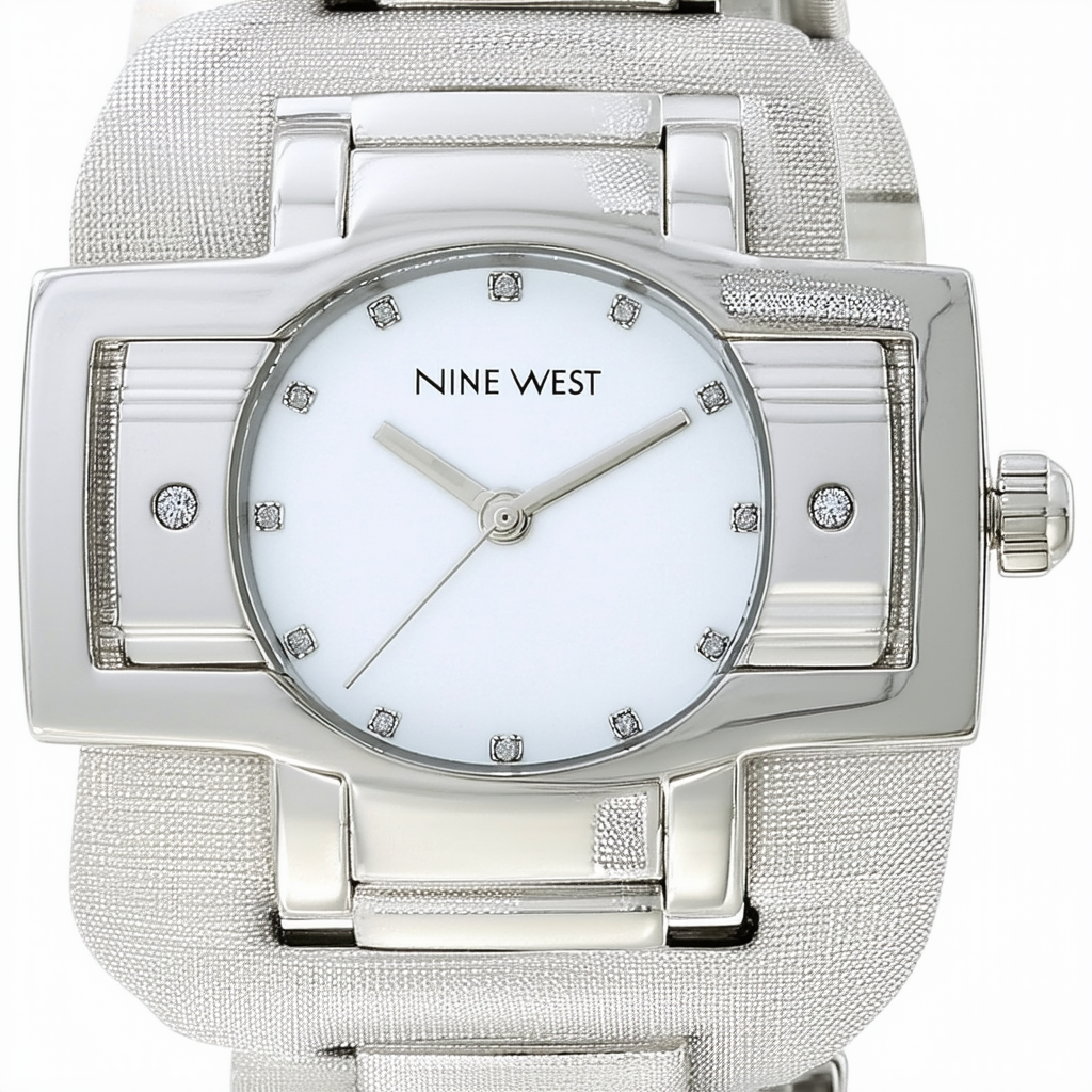 Nine West Women's NW/1765PKSB Silver-Tone Bracelet Watch