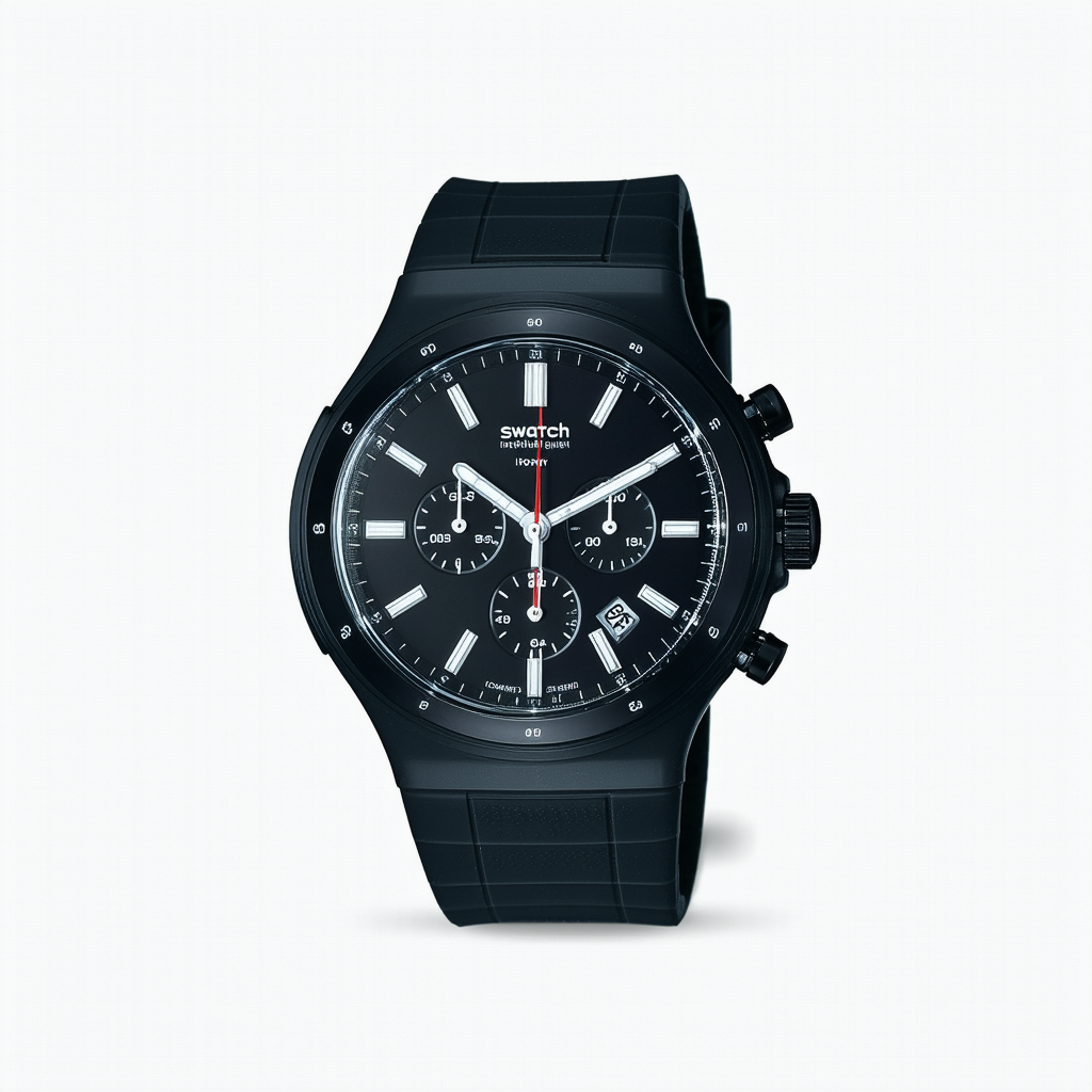 Swatch Irony Ray of Light Black Dial Chronograph Silicone Mens Watch YCM4000V