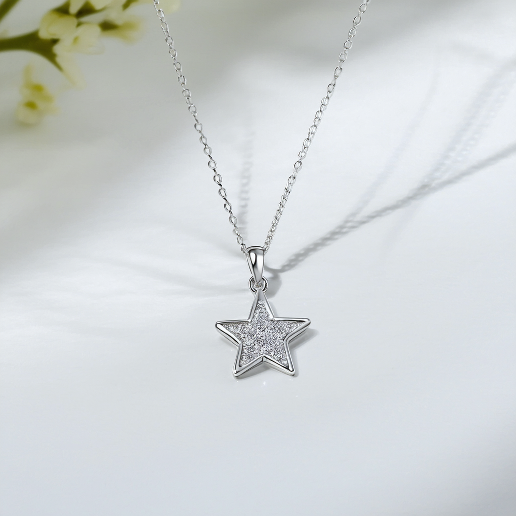 Amazon Collection Sterling Silver "Shine Like A Star" Star Pendant Necklace, 18"