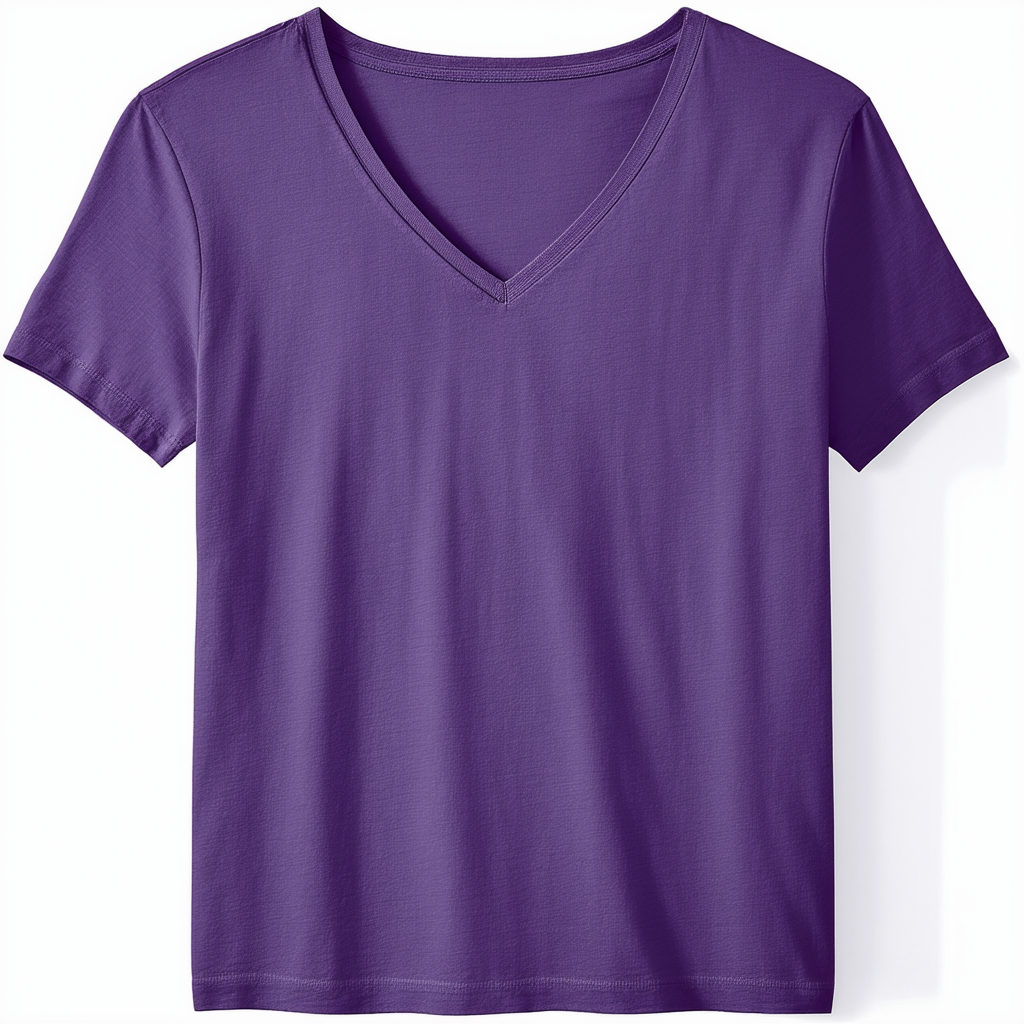 Hanes S04V Cotton Women's Short Sleeve Nano Cotton V-Neck Tee Medium Purple - 2 Pack