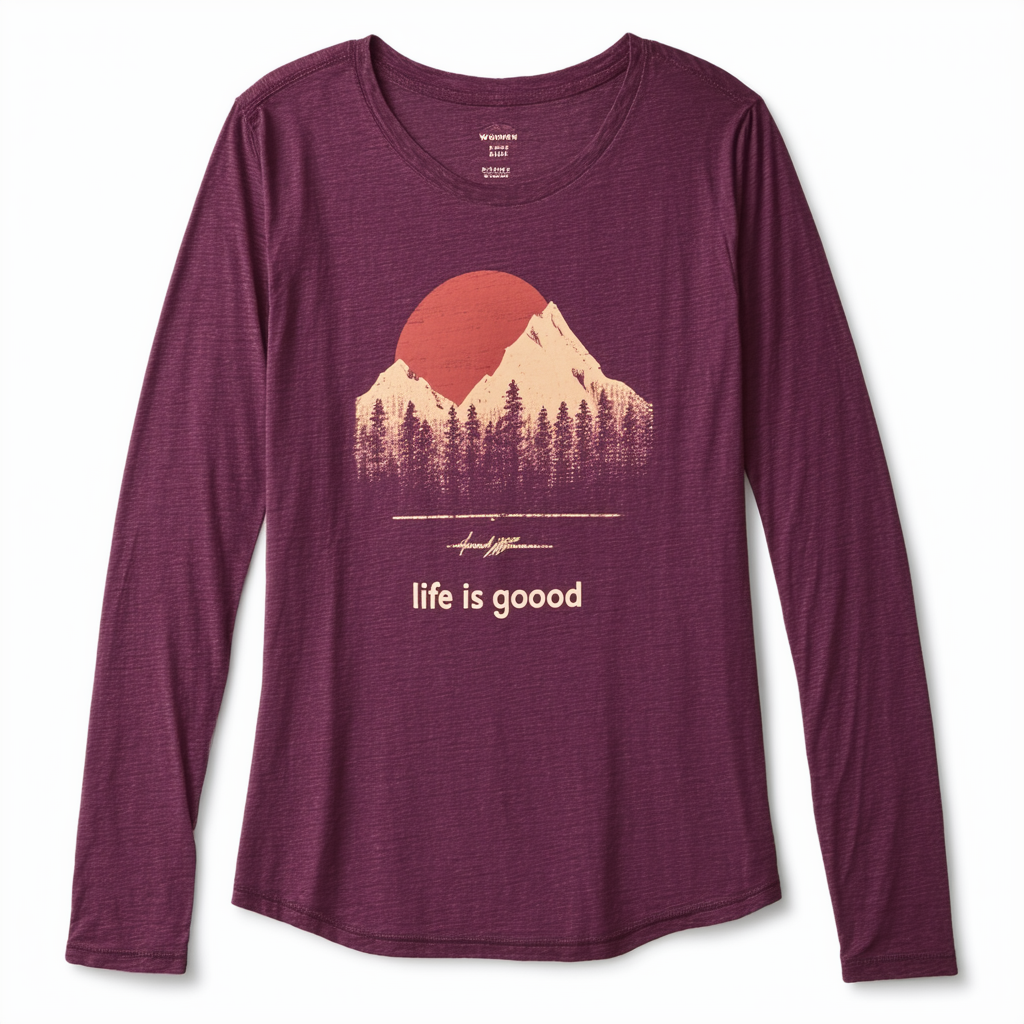 Life is good Women's Crusher longsleeve Positive Altitude T-Shirt, Wild Plum